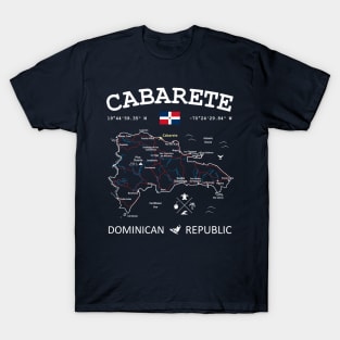 Dominican Republic Travel Map Flag Cabarete Roads Rivers and Oceans T-Shirt